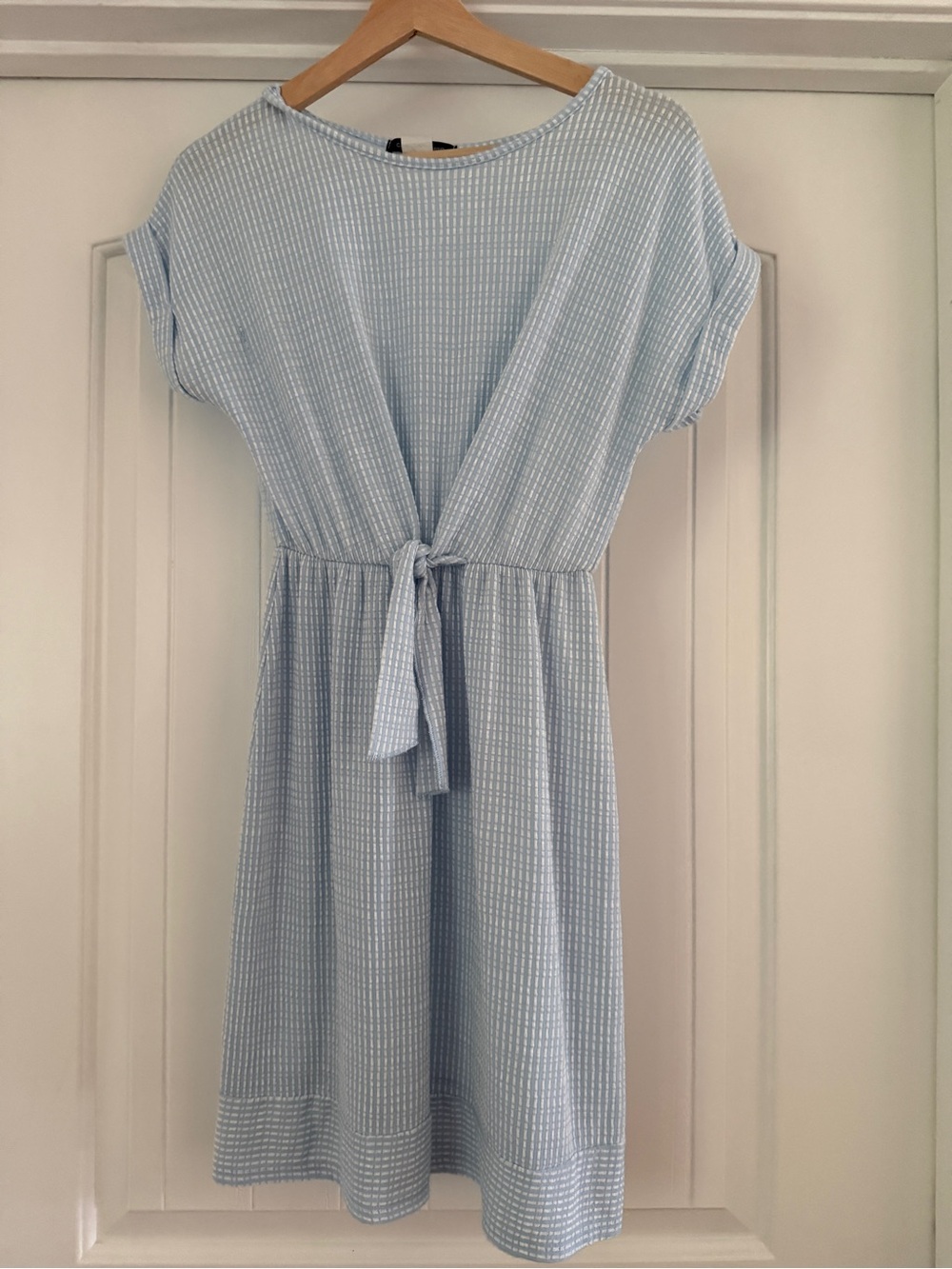 Caution To The Wind Light Blue Tie-Front Midi Dress